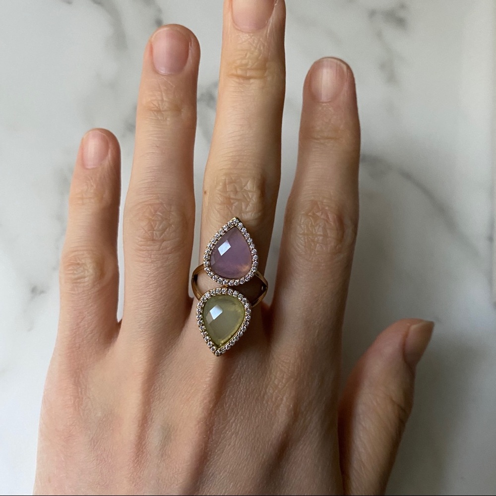 Melanie Auld Lavender Jade & Chalcedony pave ring